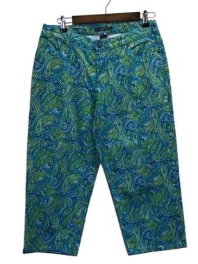 Liz Claiborne Mint Paisley Print Pants Size 8